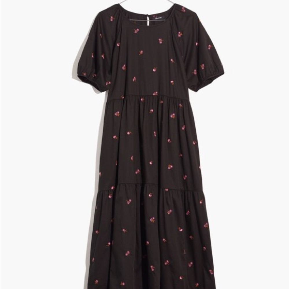 Madewell Short-Sleeve Cattail Tiered Dress in Amie Floral Size L